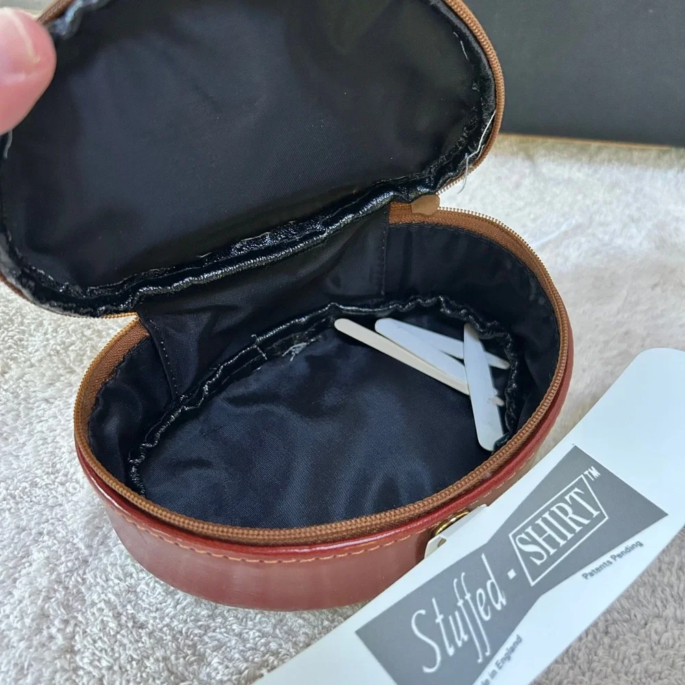 Stuffed Shirt Travel Organizer Set Black Canvas Leather Trim Made in England
